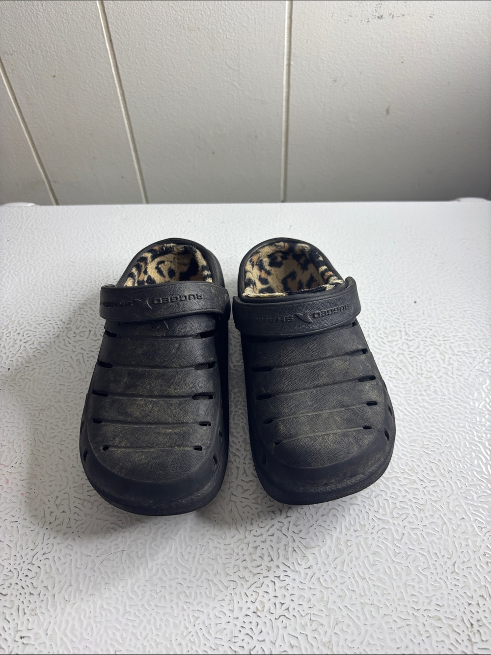 Black Kids Slip-On Clog with Leopard Print Lining